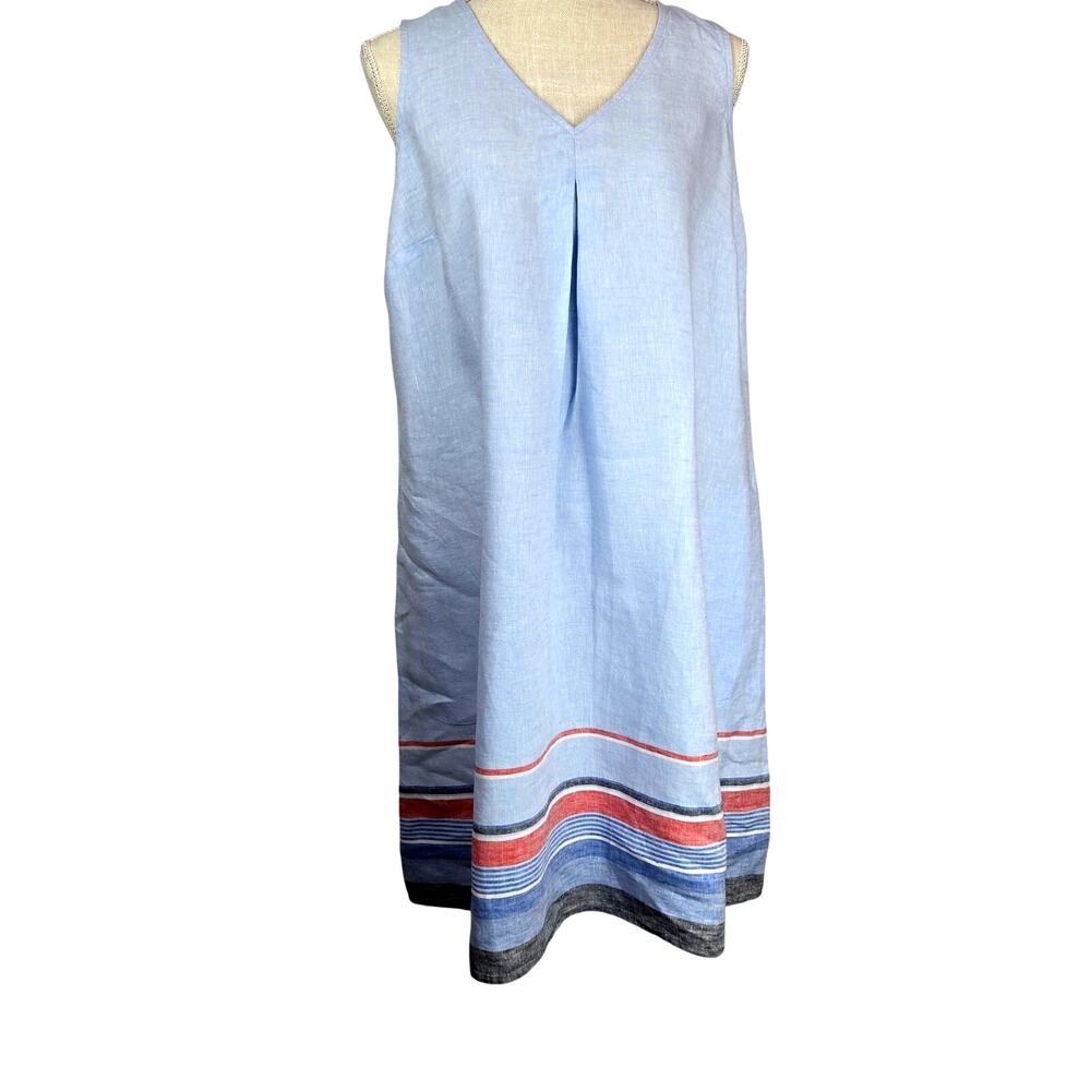 J. Jill Love Linen 100% Linen Shift Dress Red White Blue NWOT Sleeveless  #905 - Picture 2 of 11